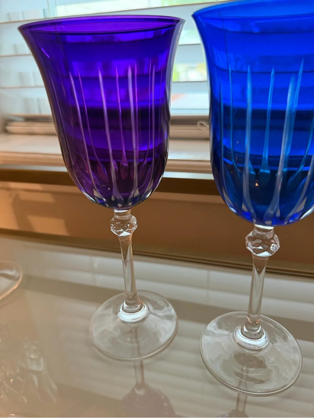 Vintage Le Sielle Cut to Clear Wine Glasses Set of 4